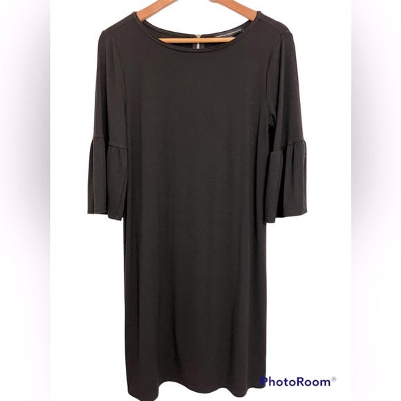 {WHBM} Black Bell Sleeve Knit Shift Dress Size M - Picture 2 of 9